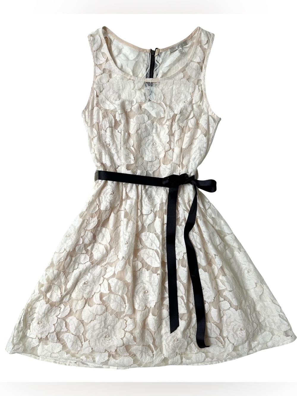 Just Ginger Ivory Floral Lace Fit-and-Flare Coquette